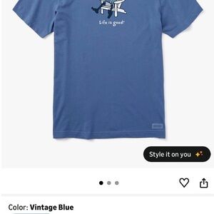 Life is Good. Men's Adirondack Jake Chill Short Sleeve Crusher Tee - Blue Medium